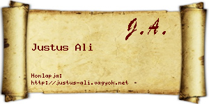 Justus Ali névjegykártya